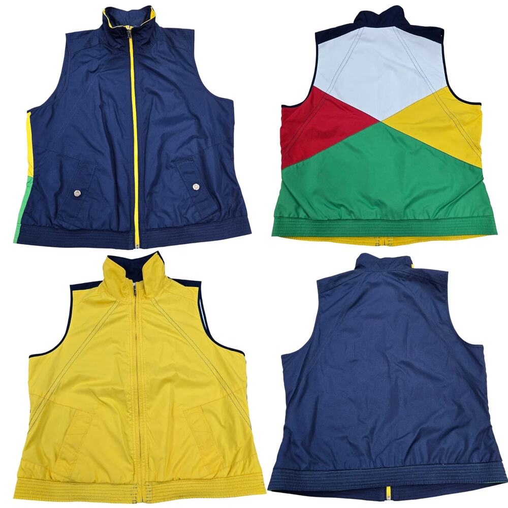 Lauren Ralph Lauren Women's XL Flag Colorblock Nautical Reversible Vest Prep